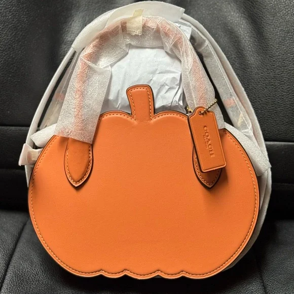 NWT Coach Orange Pumpkin Leather Bag CU868 - Picture 6 of 11